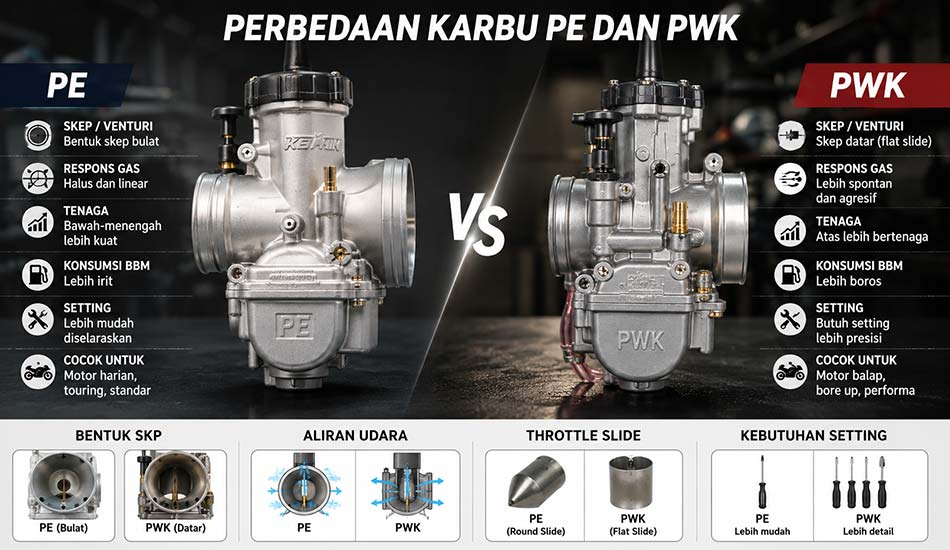 perbedaan karbu pe dan pwk